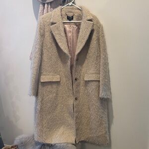 Women's Beige Fuzzy Coat
